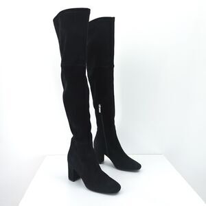 AQUATALIA Women 6.5 Barbera Suede Boots Black OTK Over the Knee Stretch NEW FLAW